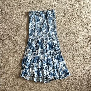 Blue Floral Women's strapless dress